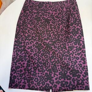 Banana Republic Black & Purple Leopard Print Pencil Skirt Size 2